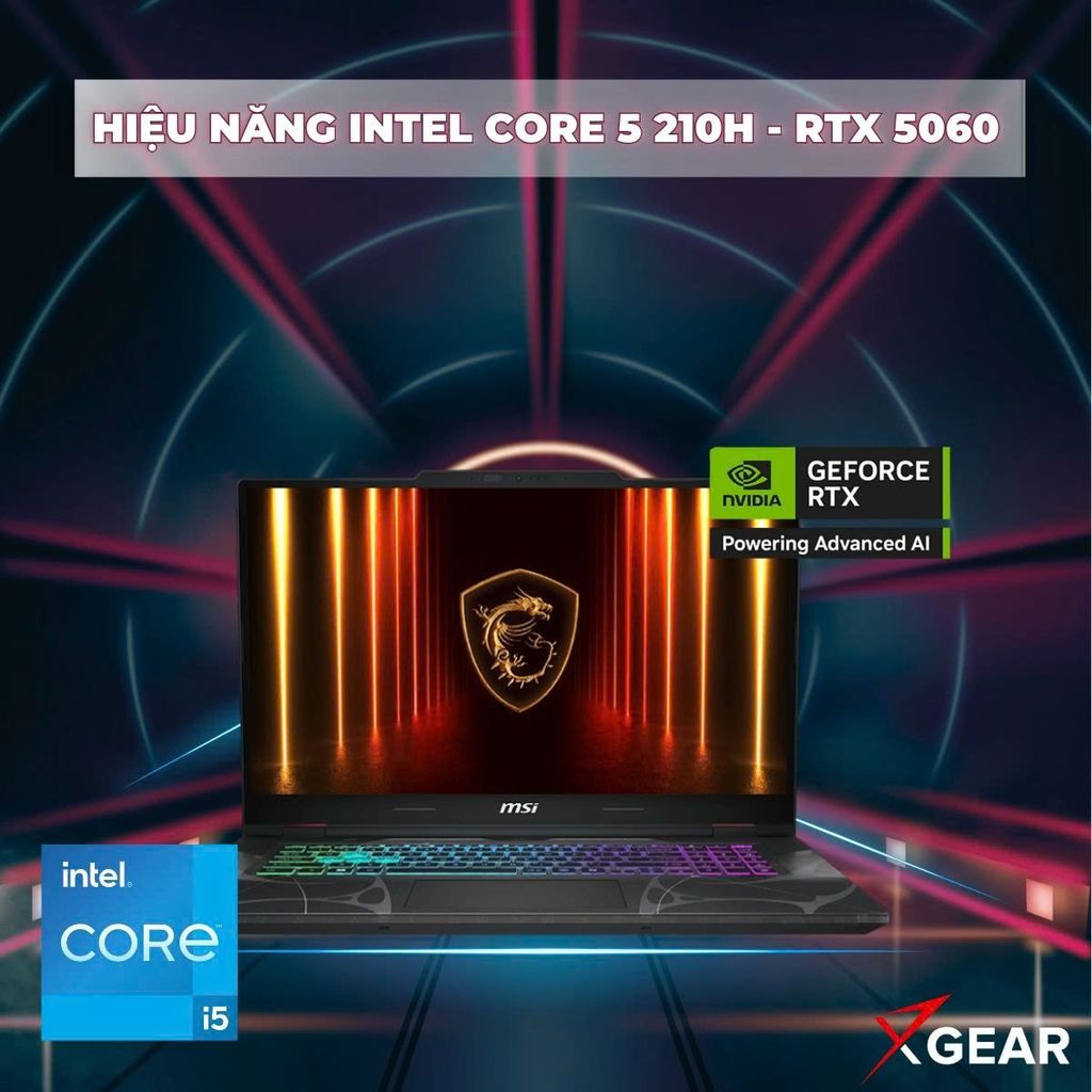 MSI Cyborg 15 B2RWFKG 047VN được trang bị vi xử lý Intel Core 5