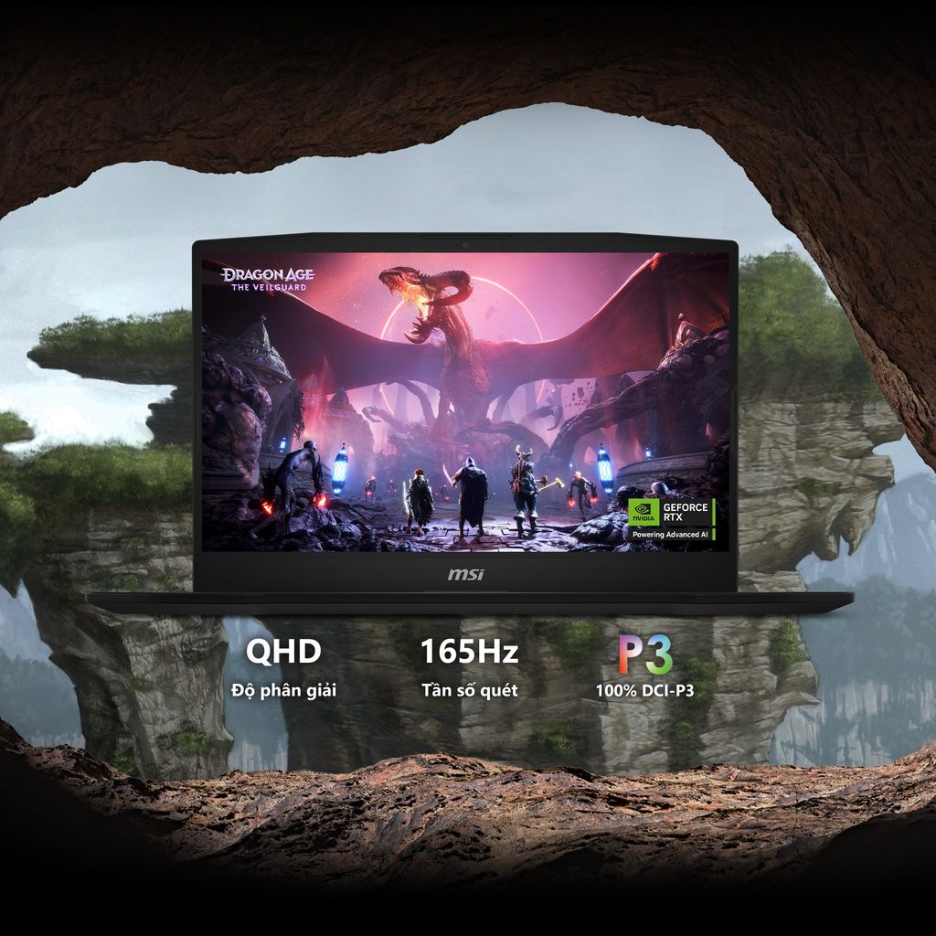 Laptop Gaming MSI Katana 15 HX B14W có màn hình QHD 165Hz DCI-P3