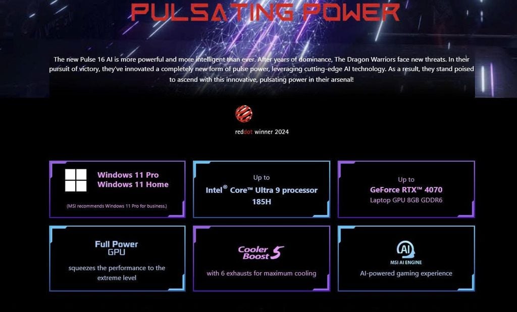 dung lượng lưu trữ vượt trội của Laptop Gaming MSI Pulse 16 AI C1VGKG 061VN