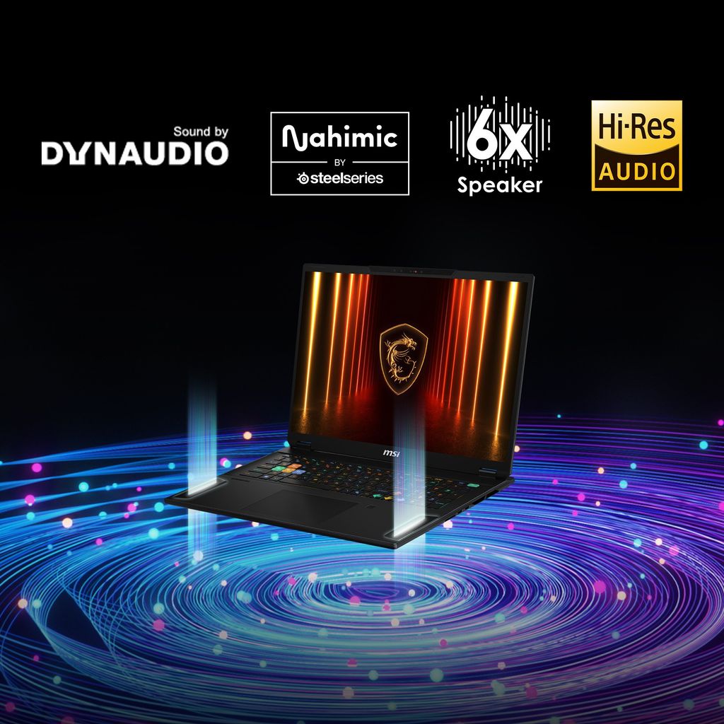MSI Stealth 18 HX trang bị hệ thống âm thanh hiện đại