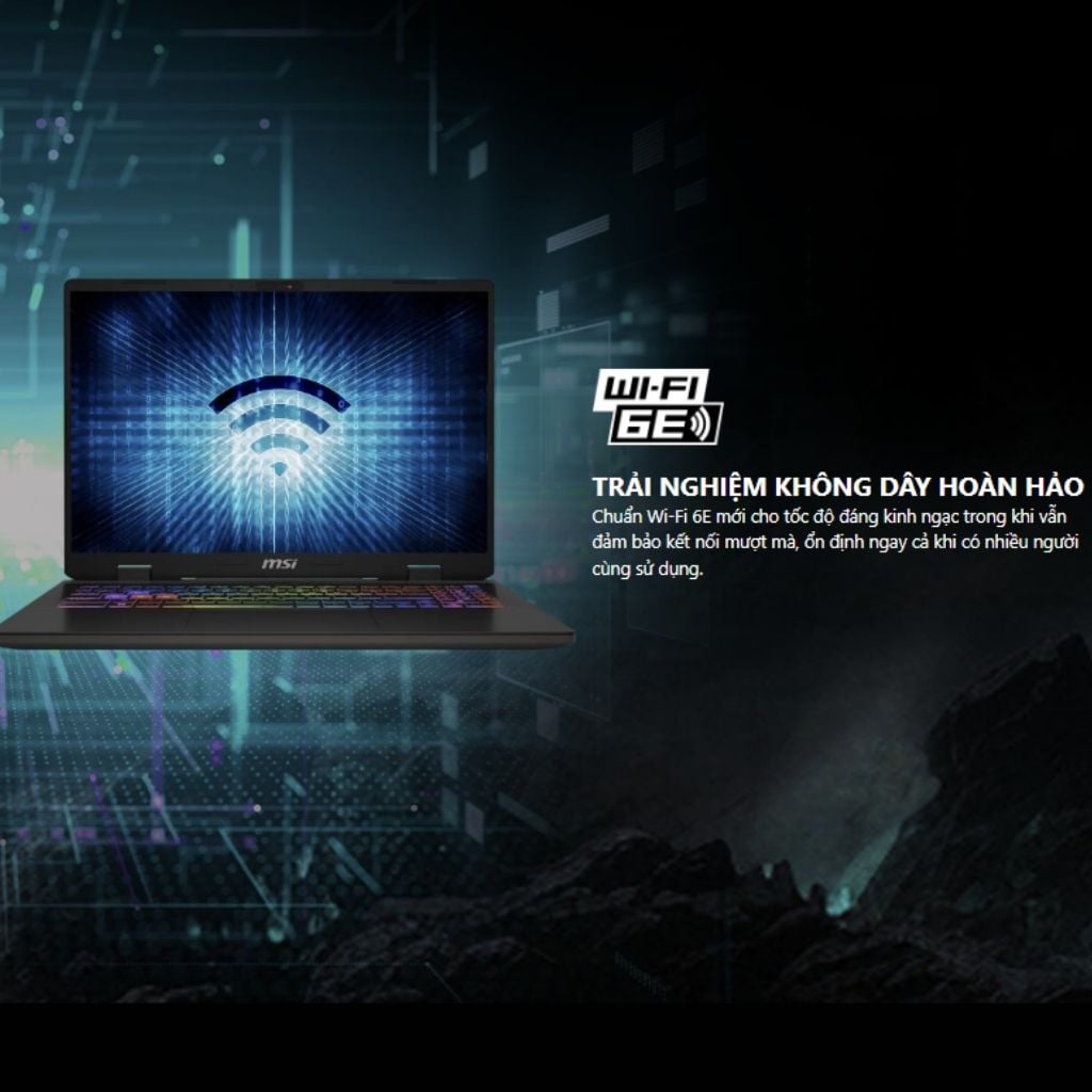 Laptop gaming MSI Sword 16 HX B14VEKG 856VN kết nối không dây hiện đại