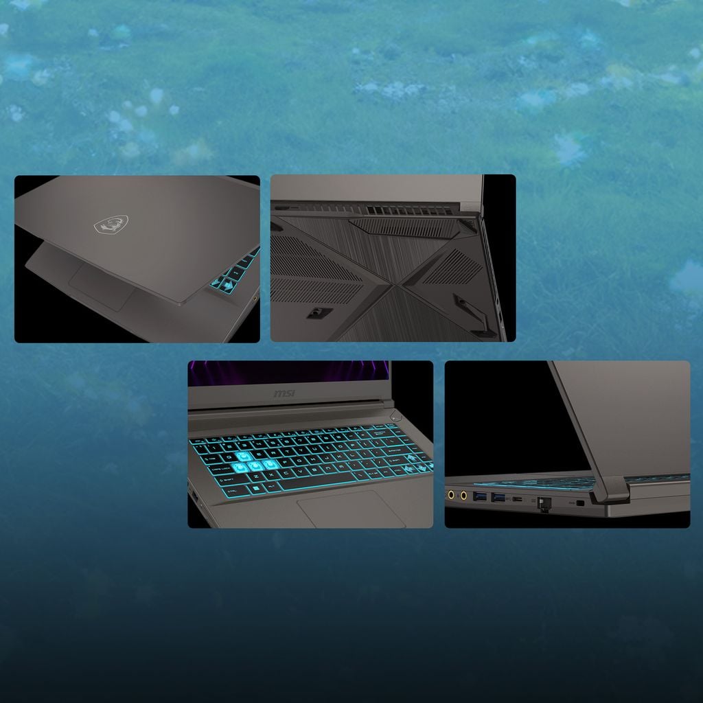 Laptop Gaming MSI Thin 15 B13UC đèn nền bàn phím một màu xanh, hành trình phím nhạy