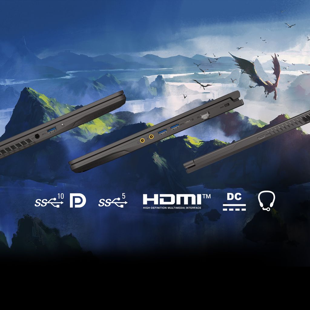 Laptop Gaming MSI Thin 15 B13UC 2081VN đầy đủ và đa dạng cổng kết nối