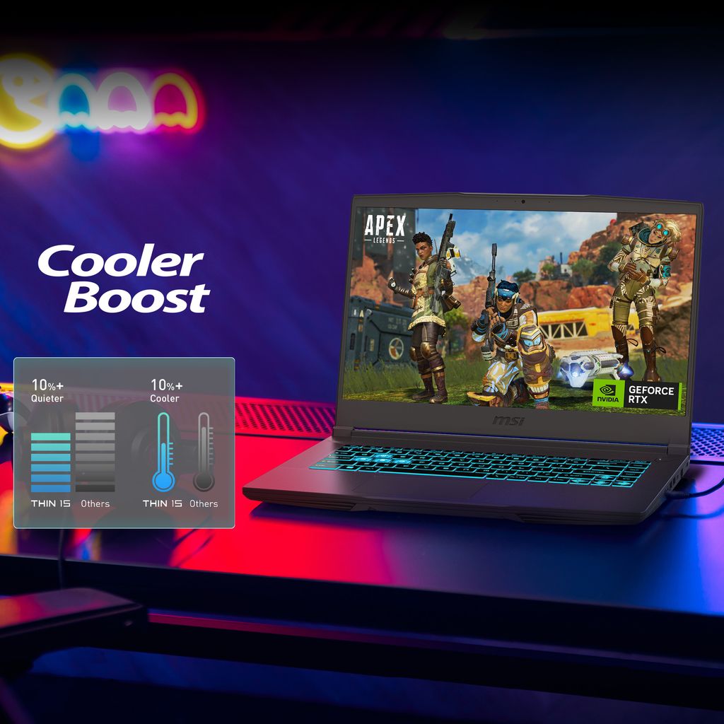 công nghệ tản nhiệt Cooler Boost được tích hợp trên Laptop Gaming MSI Thin 15 B13UC 3247VN