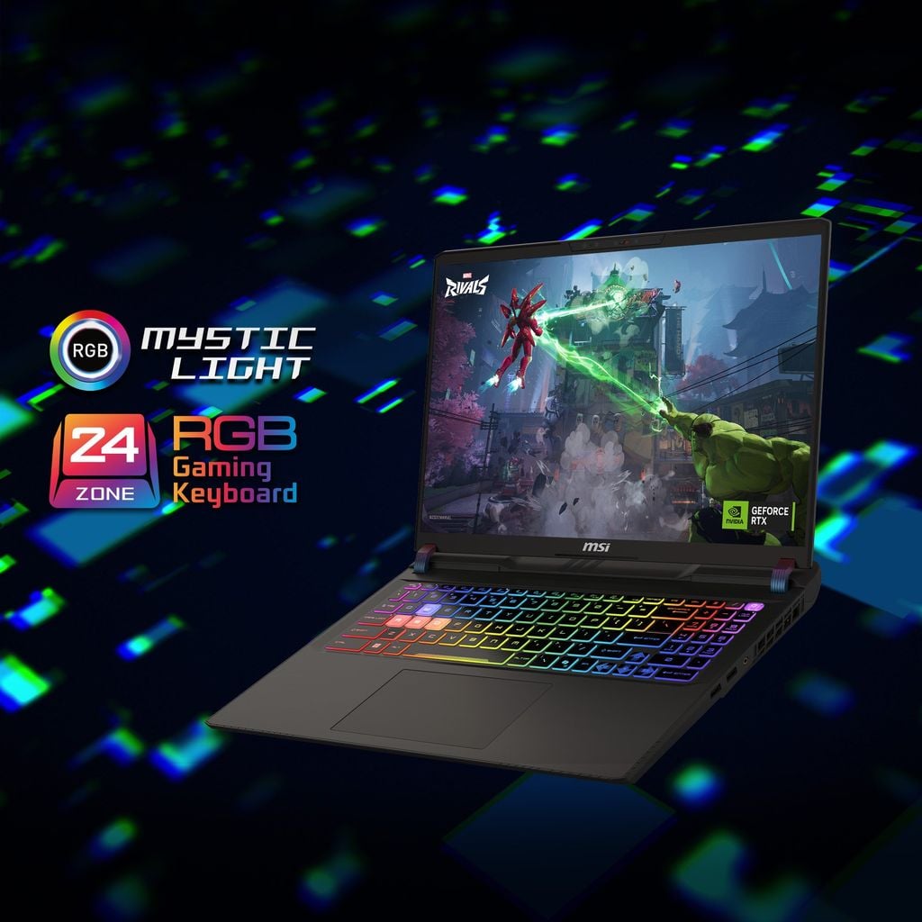 Laptop Gaming MSI Vector 16 HX AI A2XWHG 470VN bàn phím RGB 24 vùng rực rỡ