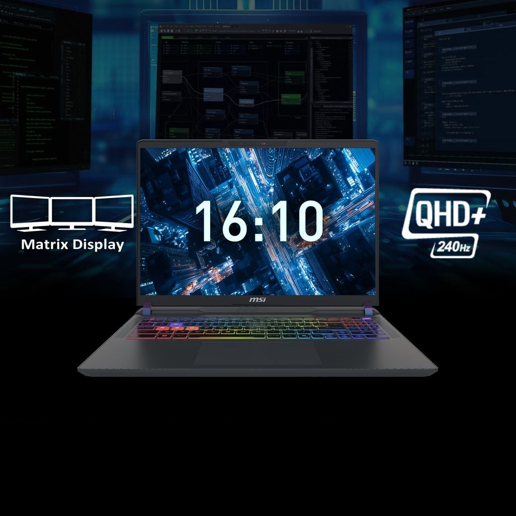 MSI Vector 16 HX AI A2XWHG 470VN sở hữu màn hình 16 inch và tấm nền IPS