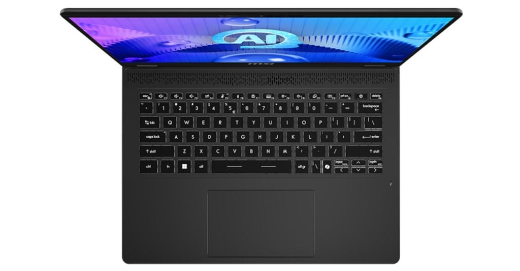 Laptop MSI Prestige 14 AI Evo C1MG 080VN bàn phím đèn nền trắng dùng tốt vào ban đêm