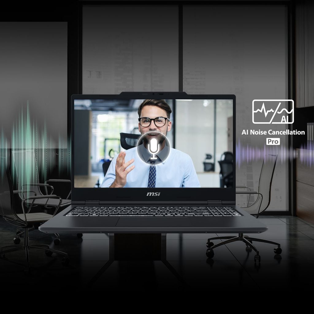 laptop MSI Venture A15 sở hữu công nghệ AI lọc tiếng ồn thích hợp học và làm online