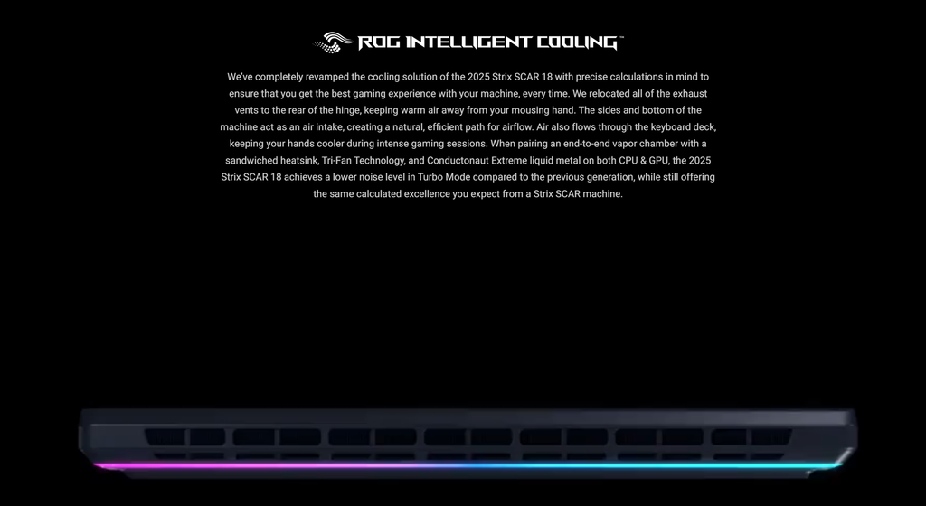 Laptop Gaming Asus ROG Strix SCAR 18 G835LR-SA111W tản nhiệt cao cấp