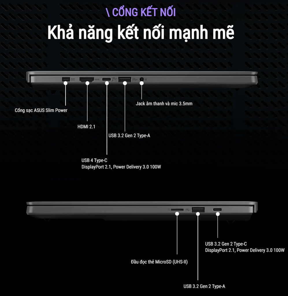 Kết nối Laptop Gaming Asus ROG Zephyrus G14 GA403WM-QS051WS