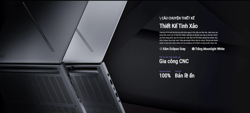 Thiết kế ngoại hình Laptop Gaming Asus ROG Zephyrus G14 GA403WR-QS103WS
