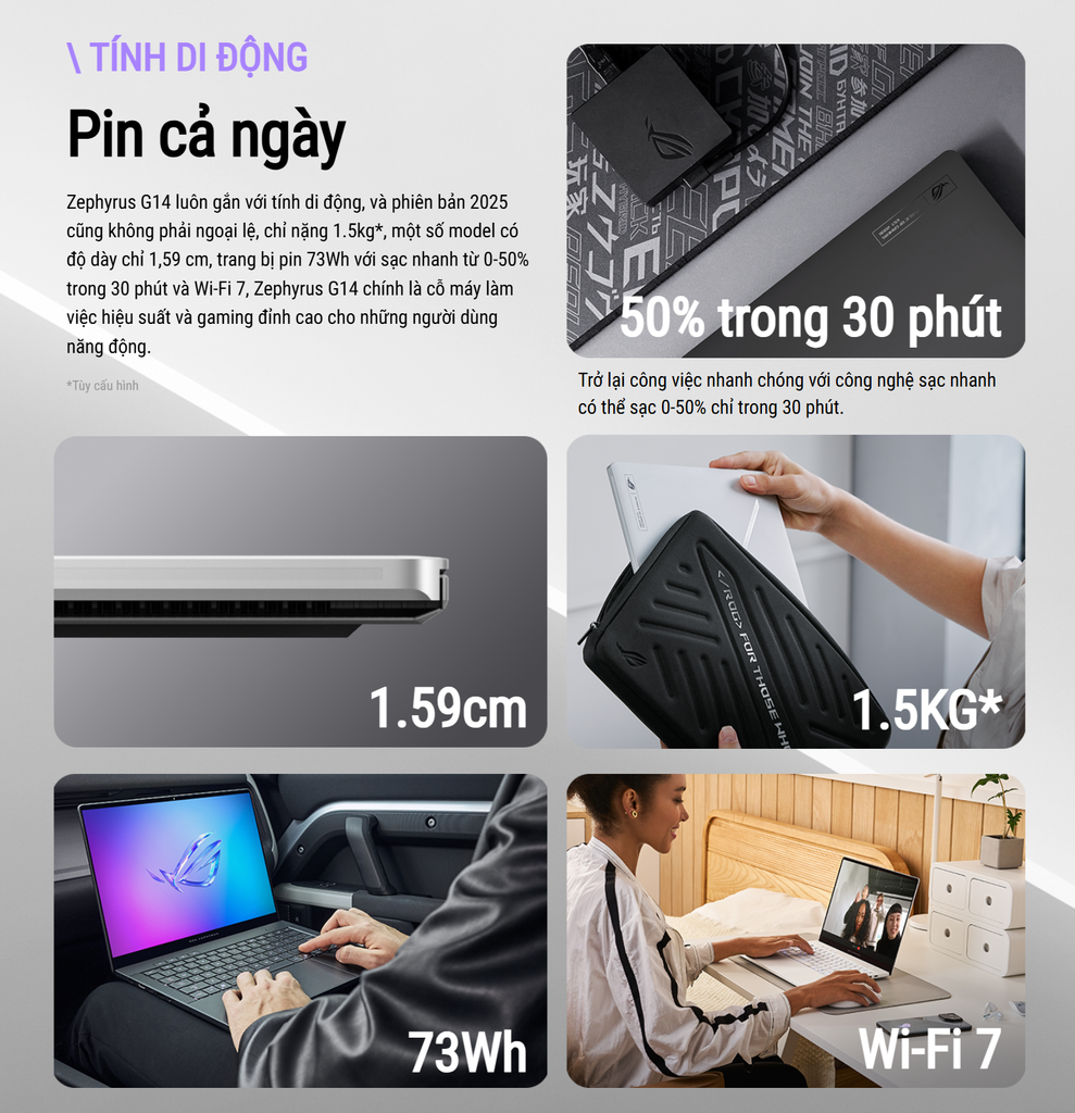Sạc nhanh Laptop Gaming Asus ROG Zephyrus G14 GA403WR-QS103WS