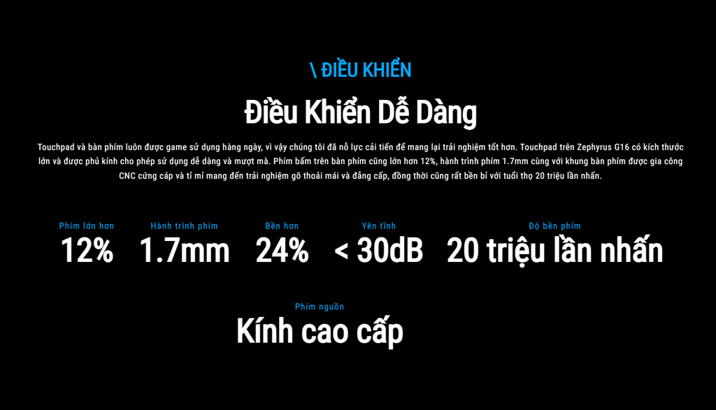 Bàn phím Laptop Gaming Asus ROG Zephyrus G16 GU605CR-QR137W