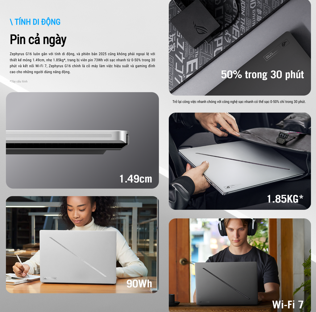 Pin và tính di động Laptop Gaming Asus ROG Zephyrus G16 GU605CR-QR137W