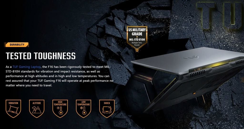 Độ bền Laptop Gaming Asus TUF F16 FX607VU-RL045W