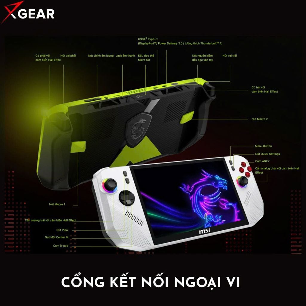 Đa dạng cổng kết nối trên máy chơi game cầm tay MSI Claw A8 BZ2EM 008VN