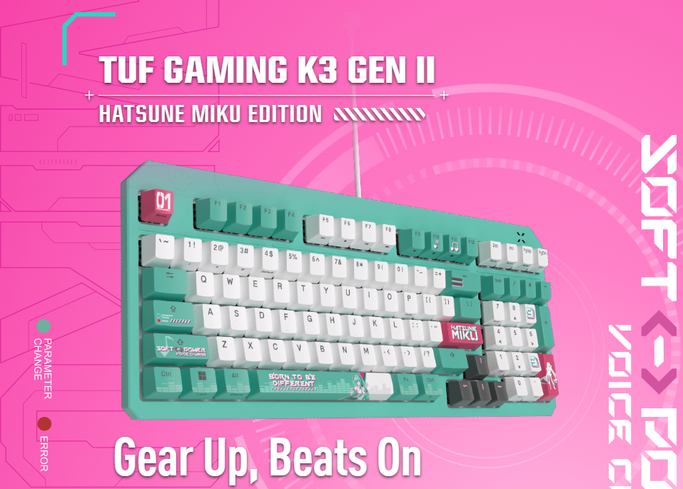 Xgear Bàn phím ASUS TUF Gaming K3 Gen II Hatsune Miku Edition