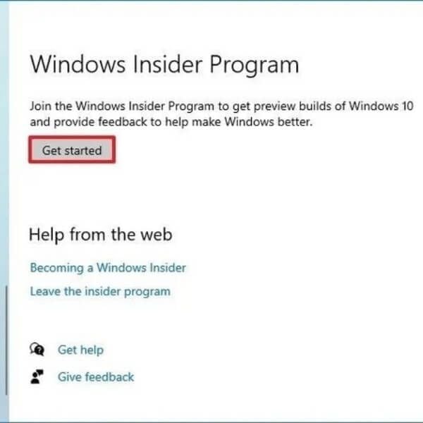 Chạy chương trình Windows Insider Program