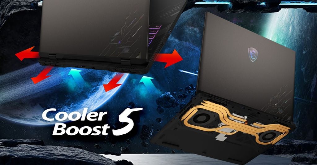 Laptop Gaming MSI Crosshair 16 HX AI D2XWGKG 071VN trang bị hệ thống tản nhiệt cooler boost 5