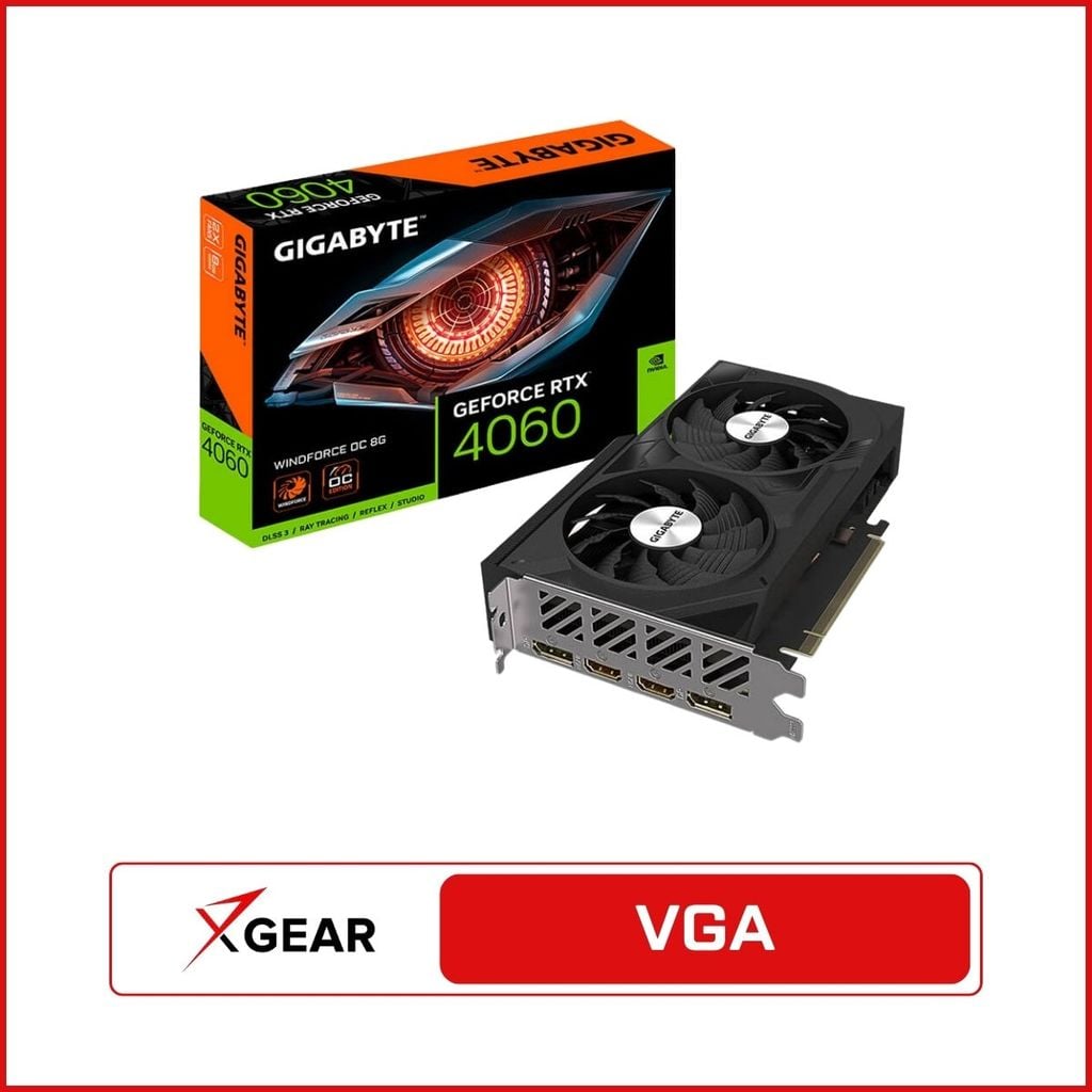 Card đồ họa Gigabyte GeForce RTX 4060 Windforce OC 8GB GV-N4060WF2OC-8G xử lý mượt game trên PC Bi5-406 Cleanup