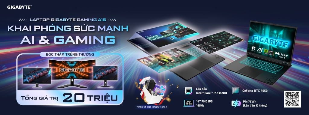 Khuyến mãi Laptop Gigabyte A16 trúng thưởng