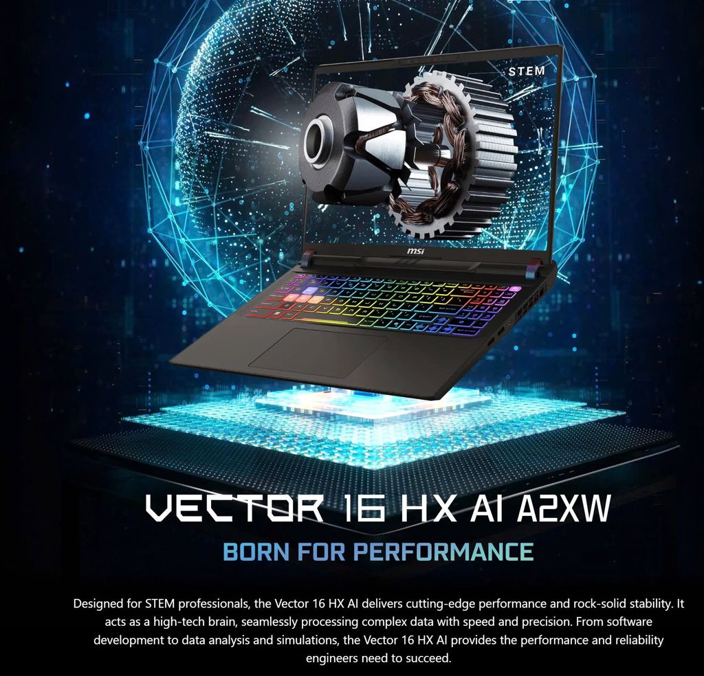 Xgear Laptop Gaming MSI Vector 16 HX AI A2XWHG 010VN