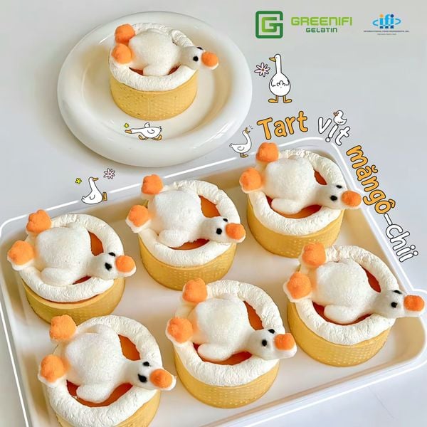 MÓN NGON TỪ GELATIN: TART XOÀI CON VỊT VÔ TRI CỰC ĐÁNG YÊU CHO TEAM MÊ ĐỒ NGỌT🥭✨