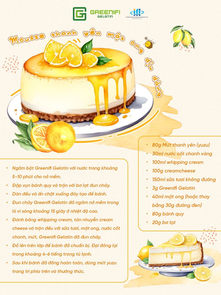 MÓN NGON TỪ GELATIN: MOUSSE THANH YÊN MẬT ONG DỊU NGỌT🍯