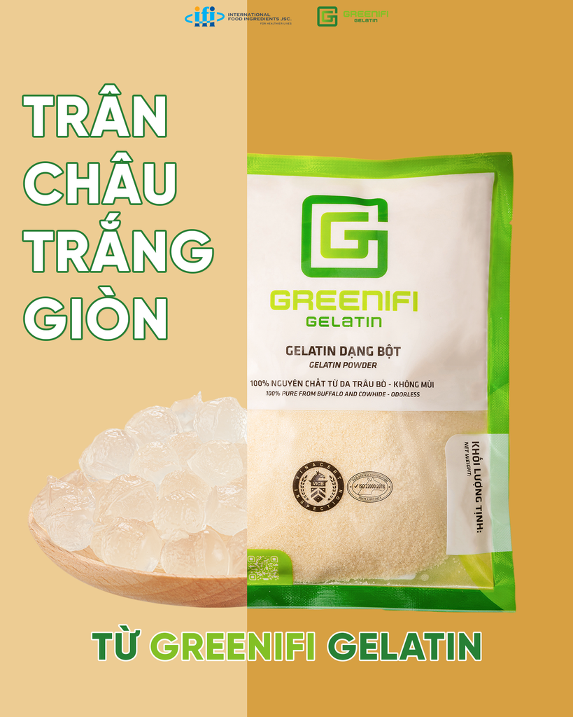 KHÉO TAY LÀM TRÂN CHÂU TRẮNG GIÒN TỪ GREENIFI GELATIN - TOPPING VUI VUI, CHO ĐỒ UỐNG NGON NGON