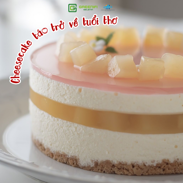 MÓN NGON TỪ GELATIN: CHEESECAKE TÁO 3 TẦNG CỰC XINH XẮN