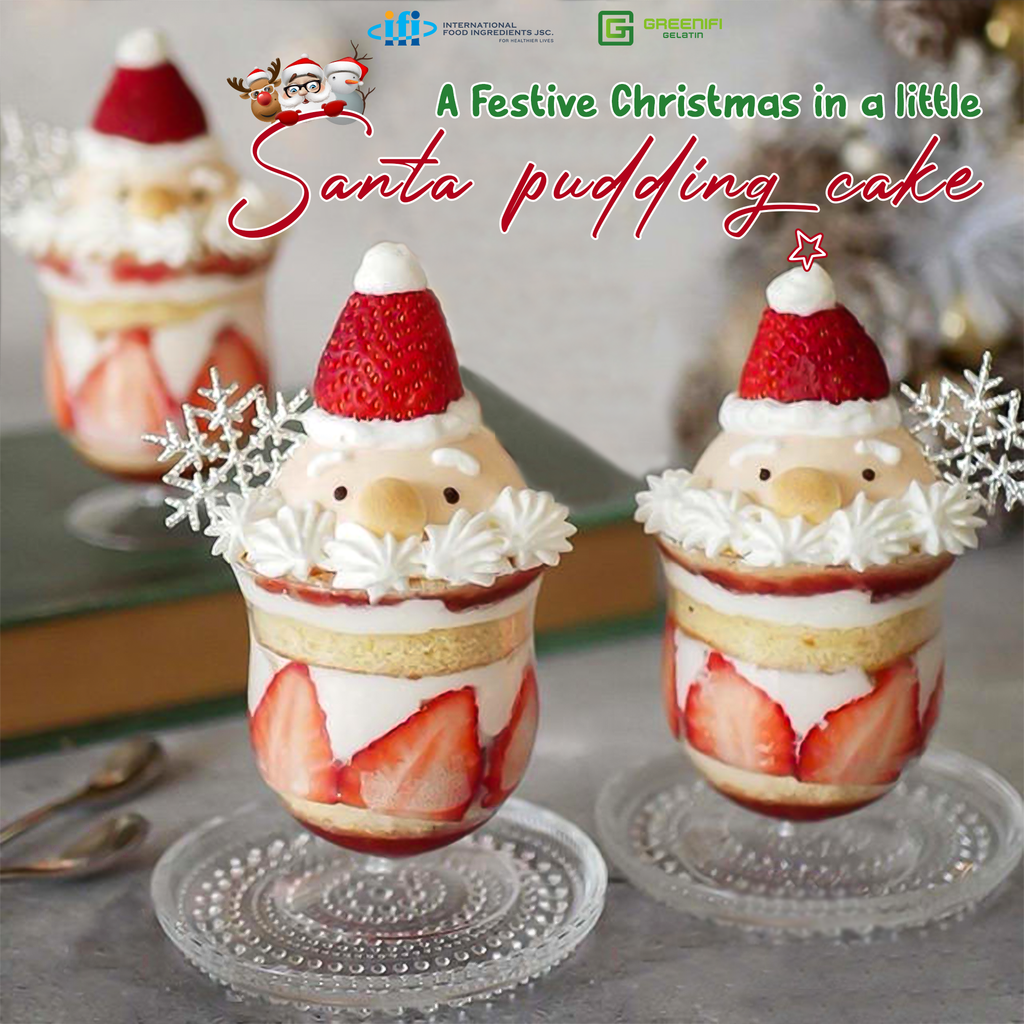 SANTA GREENIFI GELATIN IS GIFTING YOU THE RECIPE FOR A SWEET SANTA PUDDING CAKE!