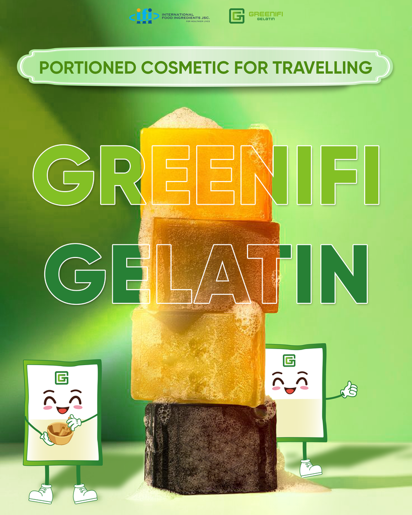 GREENIFI GELATIN IN PORTIONED COSMETIC FOR TRAVELLING