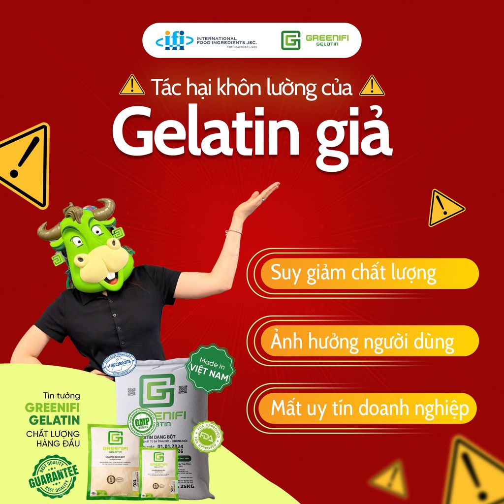 ⚠️ CẢNH BÁO: TÁC HẠI NGHIÊM TRỌNG CỦA GELATIN GIẢ TRONG SẢN XUẤT ⚠️