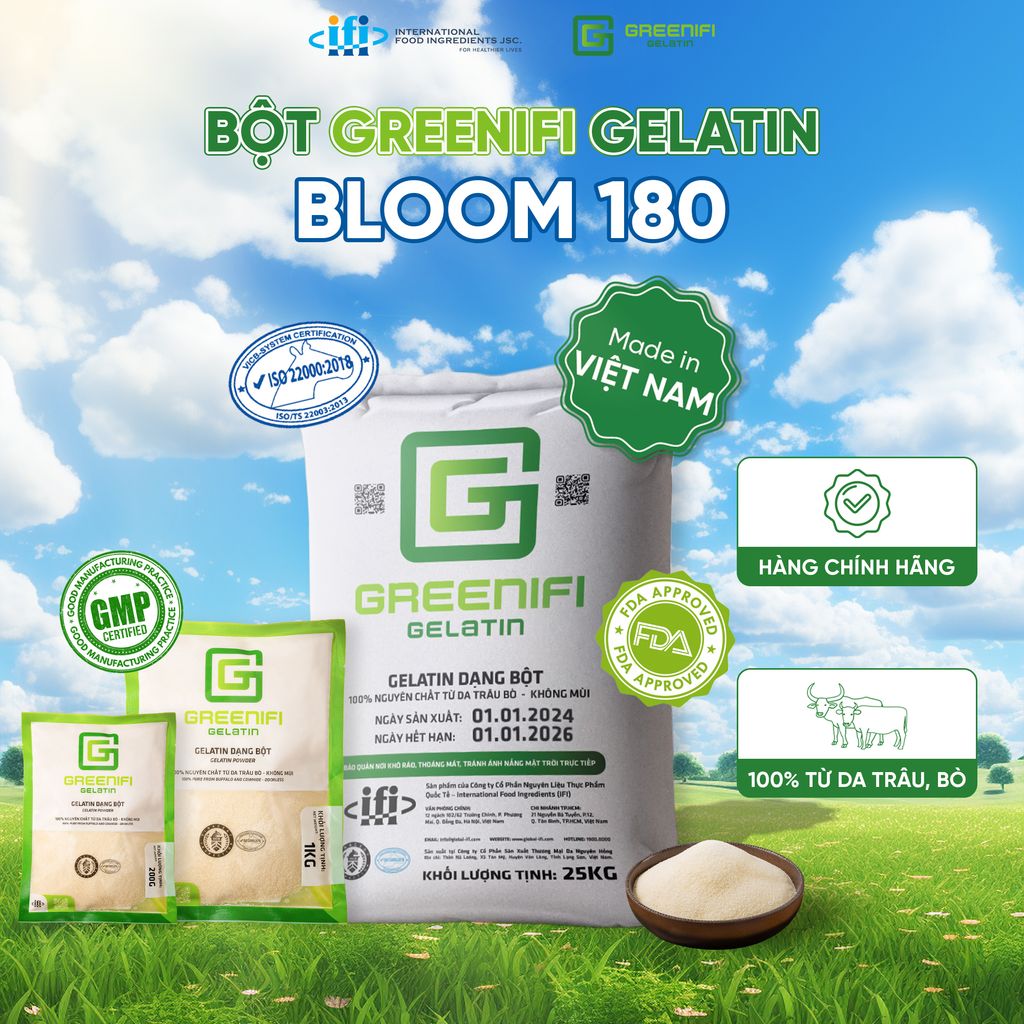 THẾ NÀO LÀ GELATIN BLOOM 180? GELATIN BLOOM 180 DÙNG ĐỂ LÀM GÌ?