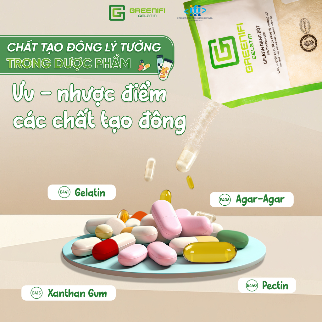 GELATIN SẢN XUẤT VIÊN NANG MỀM - ƯU NHƯỢC ĐIỂM CÁC CHẤT TẠO ĐÔNG SẢN XUẤT VIÊN NANG DƯỢC PHẨM