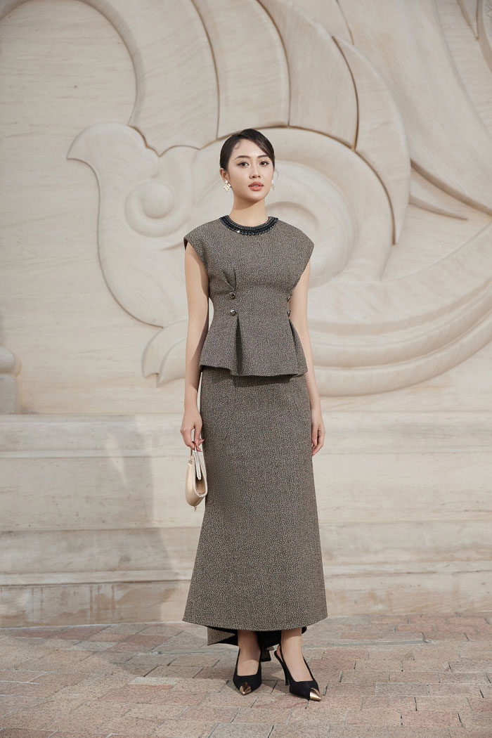 12+ Chân váy dài qua gối vintage cổ điển Hàn Quốc tôn dáng