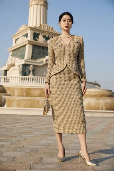 11 mẫu chân váy kẻ caro xòe dáng dài Hàn Quốc đẹp dễ phối