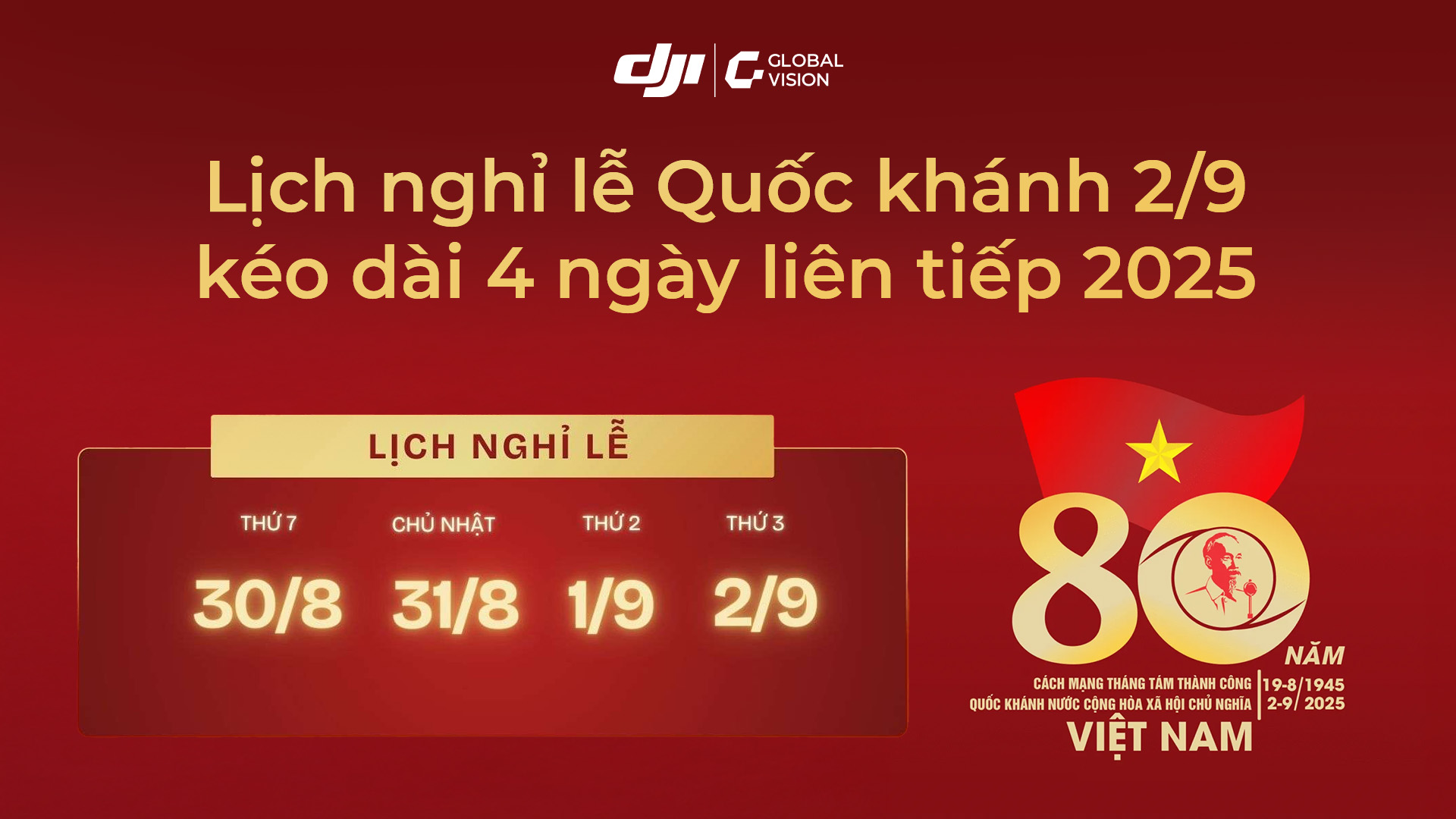 Lịch nghỉ lễ Quốc khánh 2/9/2025 kéo dài 4 ngày liên tiếp