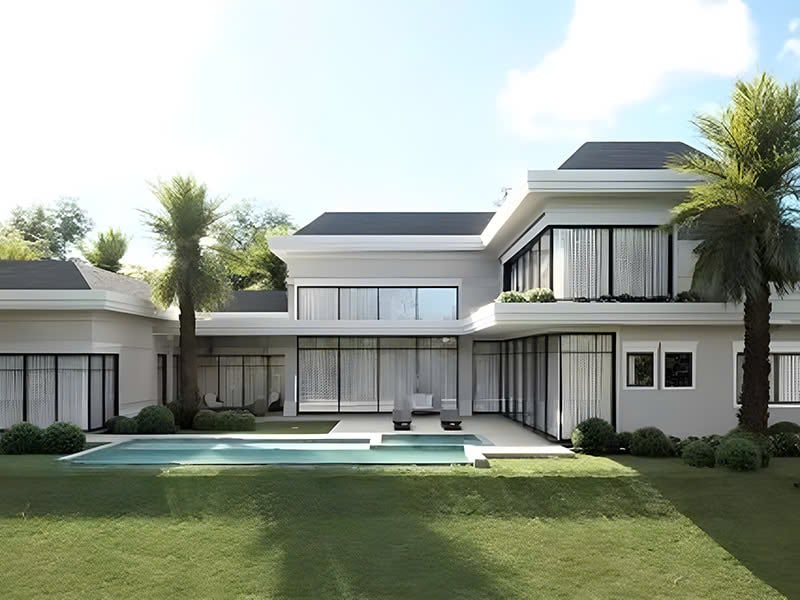 biệt thự vườn phong cách 2 tầng mái bằng