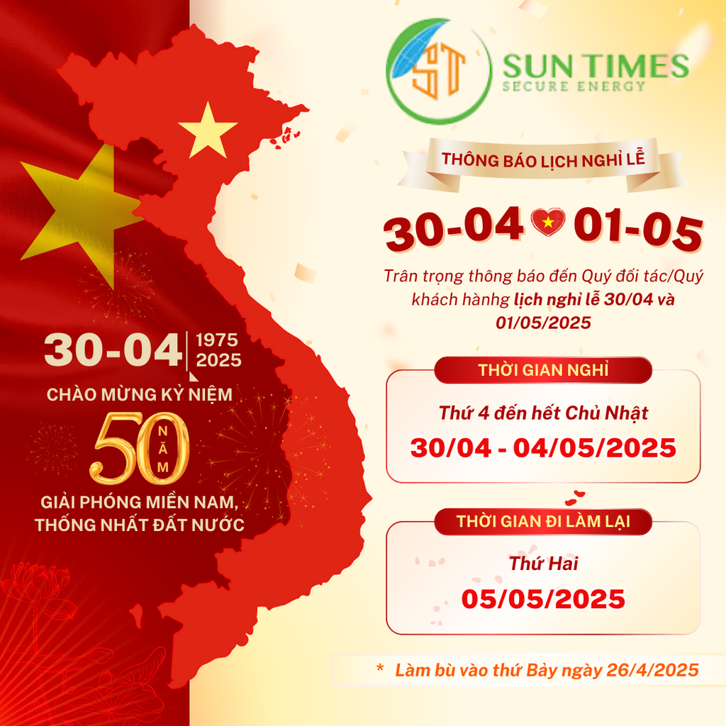 📣 SUN TIMES TRÂN TRỌNG THÔNG BÁO NGHỈ LỄ 30/04 & 01/05