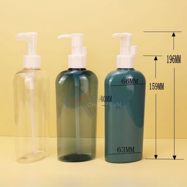 Chai nhấn 250ml 300ml 500ml trong xanh nắp nhấn trắng