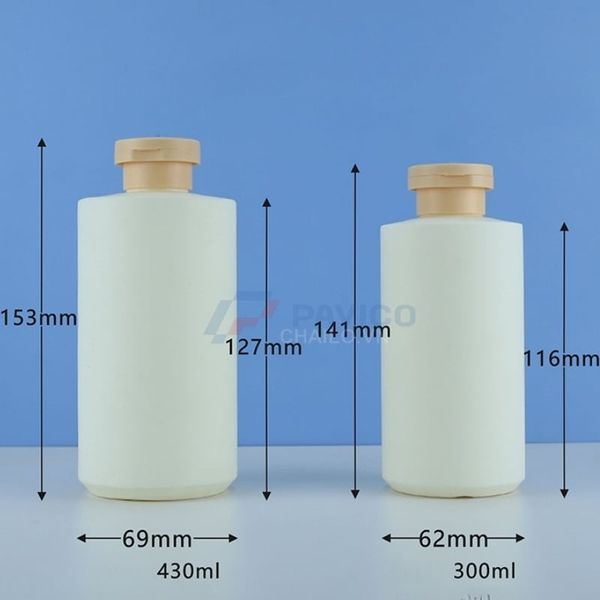 Chai nhựa mỹ phẩm dáng trụ 280ml 400ml nắp bật nắp bơm màu kem