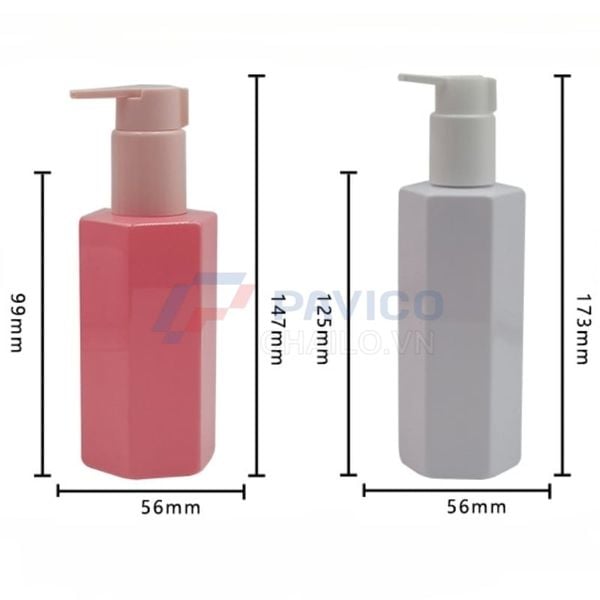 Chai nhựa mỹ phẩm PET lục giác 150ml màu hồng