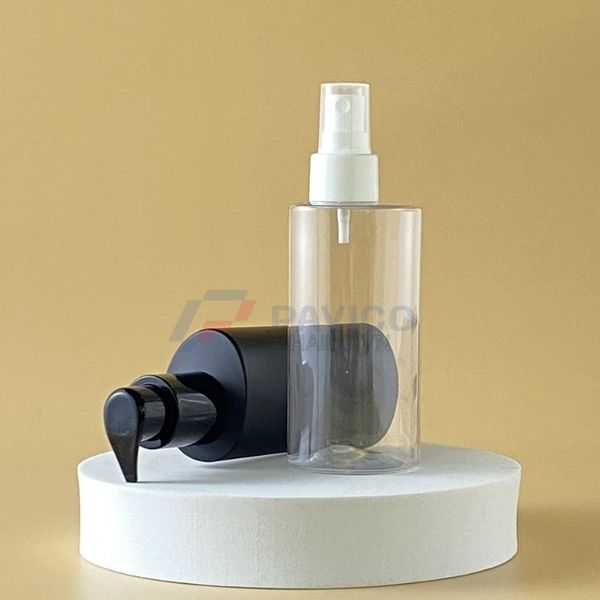 chai nhựa Pet 100ml 200ml đựng sữa tắm màu trong nắp vòi nhấn
