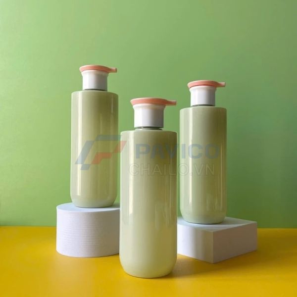 Chai PET trụ tròn xanh 500ml nắp fi28 đựng sữa tắm cao cấp