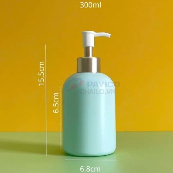 Chai vai bầu 300ml 500ml kem dưỡng da tay xanh ngọc cổ nhôm bạc