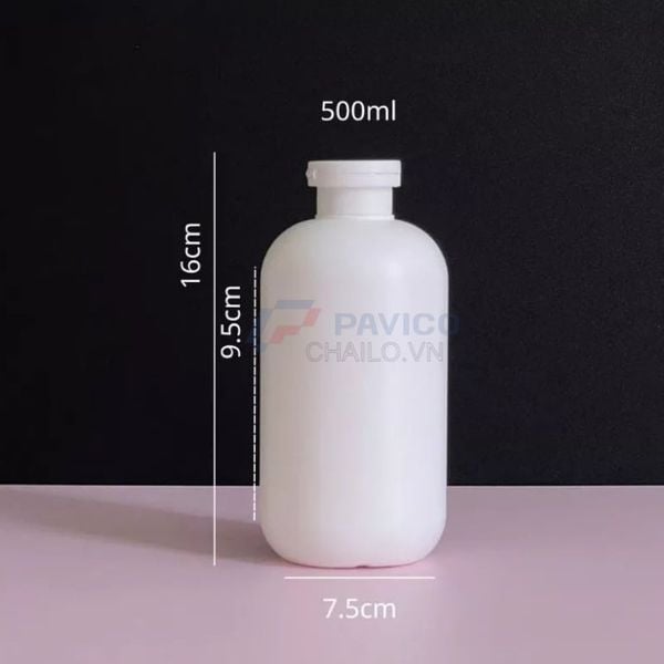 Chai vai bầu 500ml – 1000ml dầu gội refill full trắng mờ nắp bật