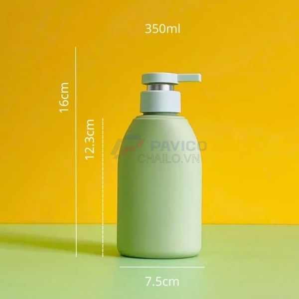 Chai vai vòm 350ml 500ml đựng sữa tắm xanh bơ nắp pump trắng
