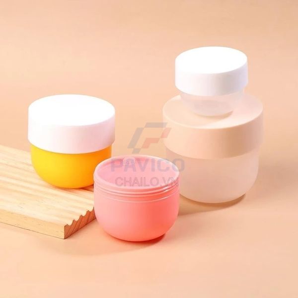 Hũ đựng kem thân vàng nắp trắng nắp vặn 150ml, 250ml