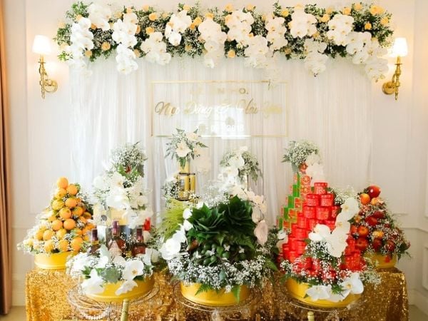 sính lễ trong mâm trap dạm ngõ